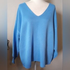 Premise Blue V-Neck Coastal Cowgirl Sweater Women's Size 3X